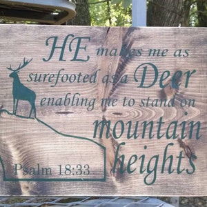 Psaumes 18:33 Il me donne le pied sûr qu&#39;un cerf me permet de me tenir debout sur les hauteurs de la montagne accrochée au mur