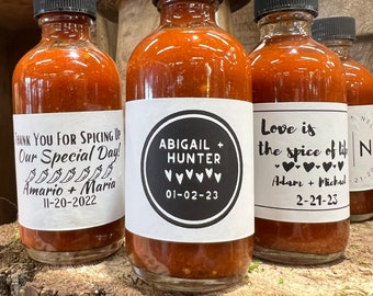 100 Custom Wedding Hot Sauce Favors: B&P's Cherry Bomb