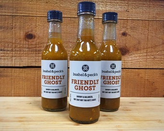 B&P's Ghost Pepper Hot Sauce - Small Batch Handmade - Three Bottles Friendly Ghost!