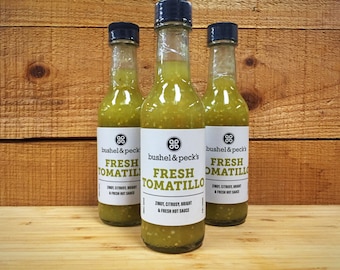 B&P&#39;s Tomatillo Hot Sauce - Three Bottles - Small Batch Handmade