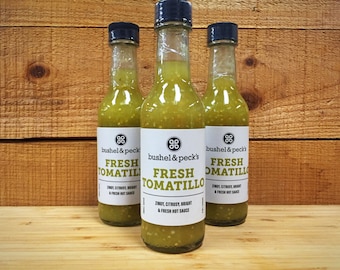 B&P's Tomatillo Hot Sauce - Three Bottles - Small Batch Handmade