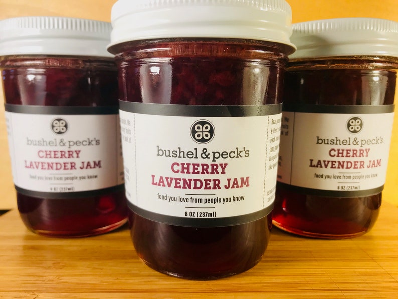 Small Batch Handmade Cherry Lavender Jam Three 8 oz Jars image 2