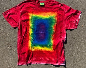 2XL - Rainbow Dye T-Shirt - 2Xl - Daniel Zender - Hand dyed, unique shirt - psychedelic - 2023