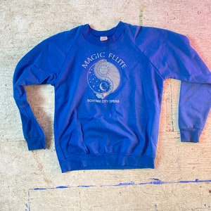 1980s Magic Flute Sweatshirt Sonoma opera Mystical weird sweatshirt featuring a snake, flute and Ying Yang size M / L image 1