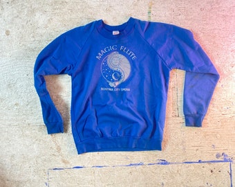 1980s Magic Flute Sweatshirt - Sonoma opera - Mystical weird sweatshirt featuring a snake, flute and Ying Yang size M / L