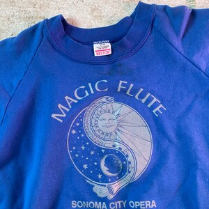 1980s Magic Flute Sweatshirt Sonoma opera Mystical weird sweatshirt featuring a snake, flute and Ying Yang size M / L image 5
