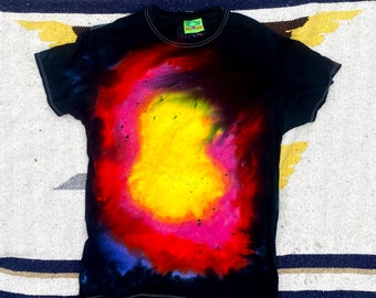 L - Rainbow Dye T-Shirt - Size L -  Daniel Zender - Hand dyed, unique shirt - psychedelic - 2024