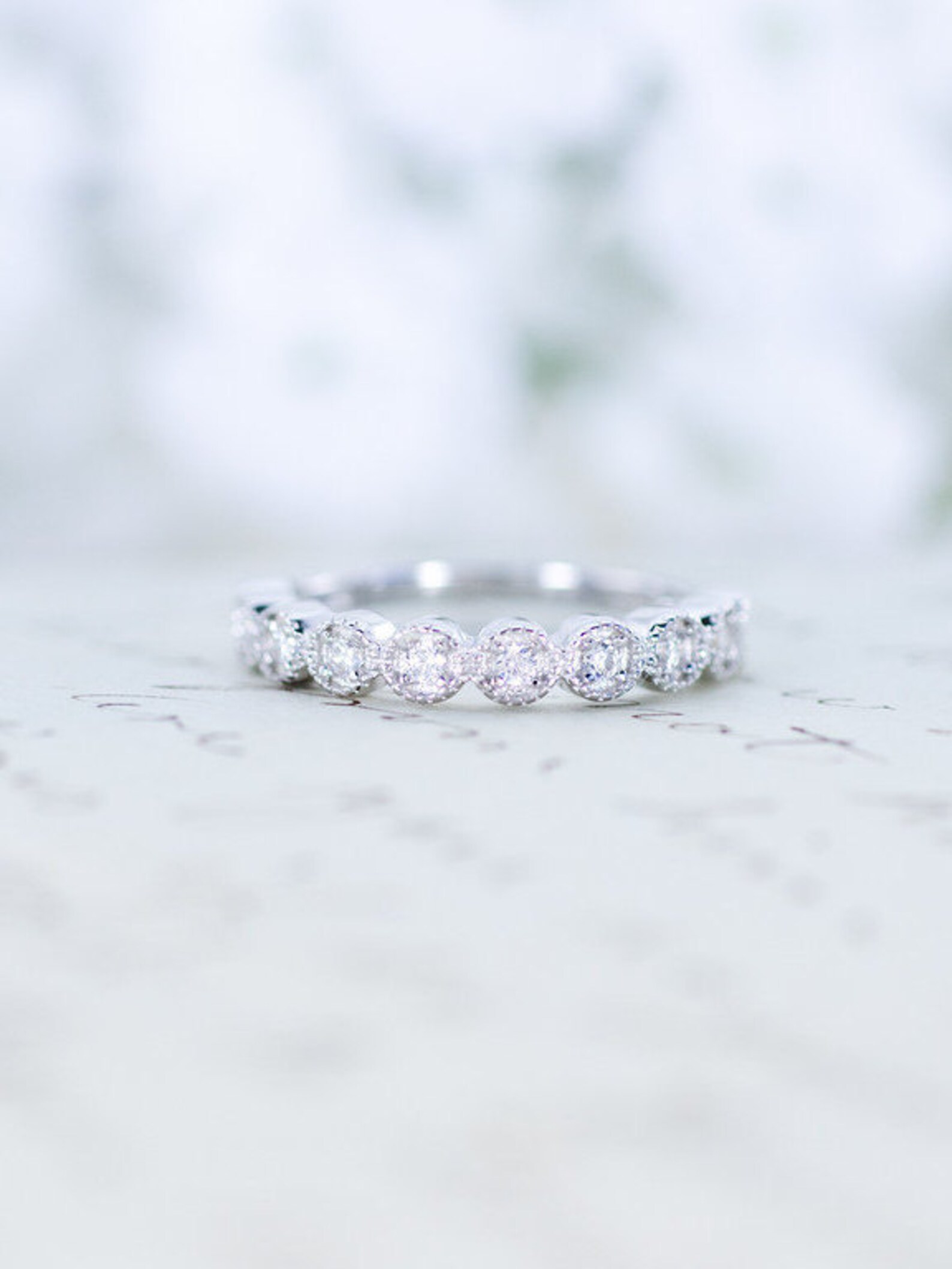 Art Deco Wedding Band Half Eternity Band Vintage Style Etsy