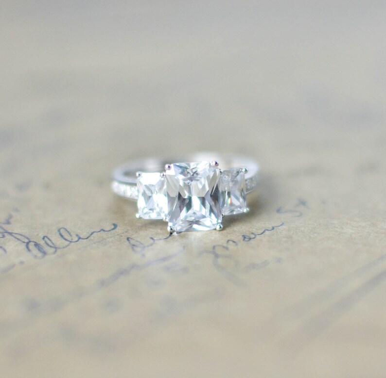 SALE Cubic Zirconia Engagement Ring CZ Wedding Ring 3 Etsy
