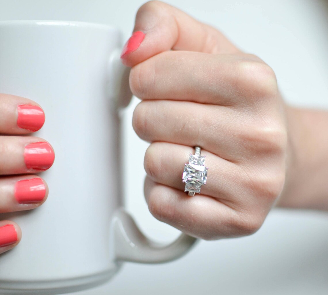 SALE Cubic Zirconia Engagement Ring CZ Wedding Ring 3 Etsy