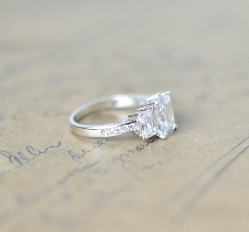 SALE Cubic Zirconia Engagement Ring CZ Wedding Ring 3 Etsy