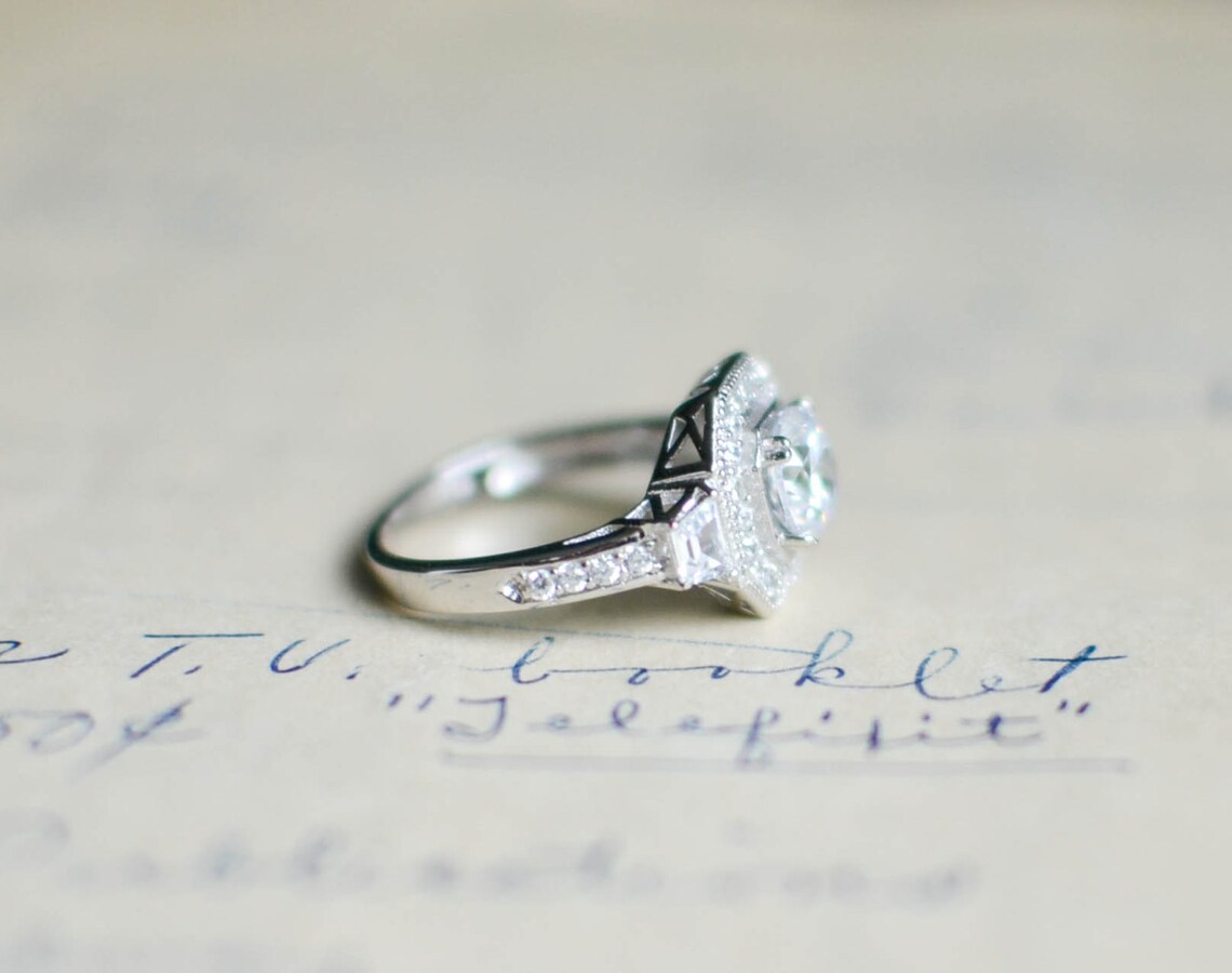 Cubic Zirconia Ring Sterling Silver Ring Vintage Etsy