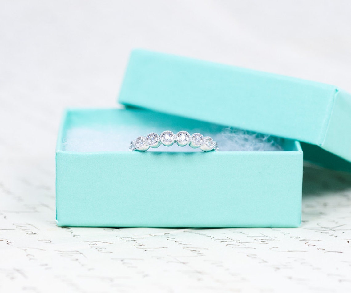 Art Deco Wedding Band Half Eternity Band Vintage Style Etsy