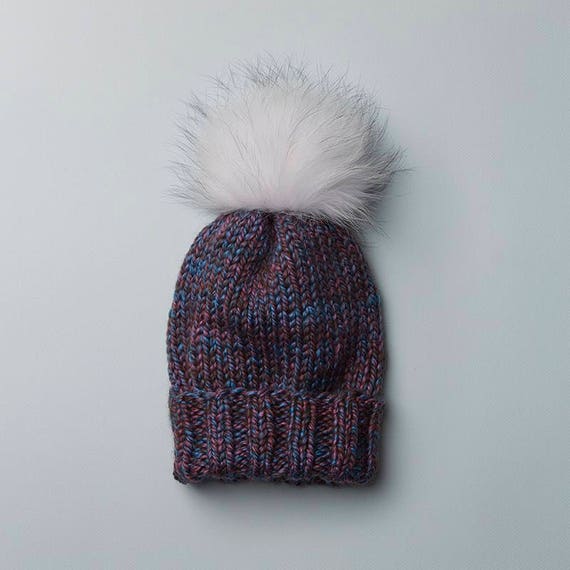 wooly hat with fur bobble