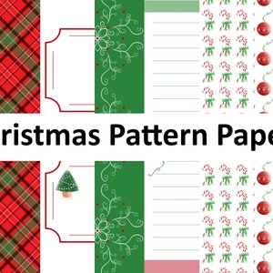 Christmas Digital Paper, Printable Paper Pack, Set of 10