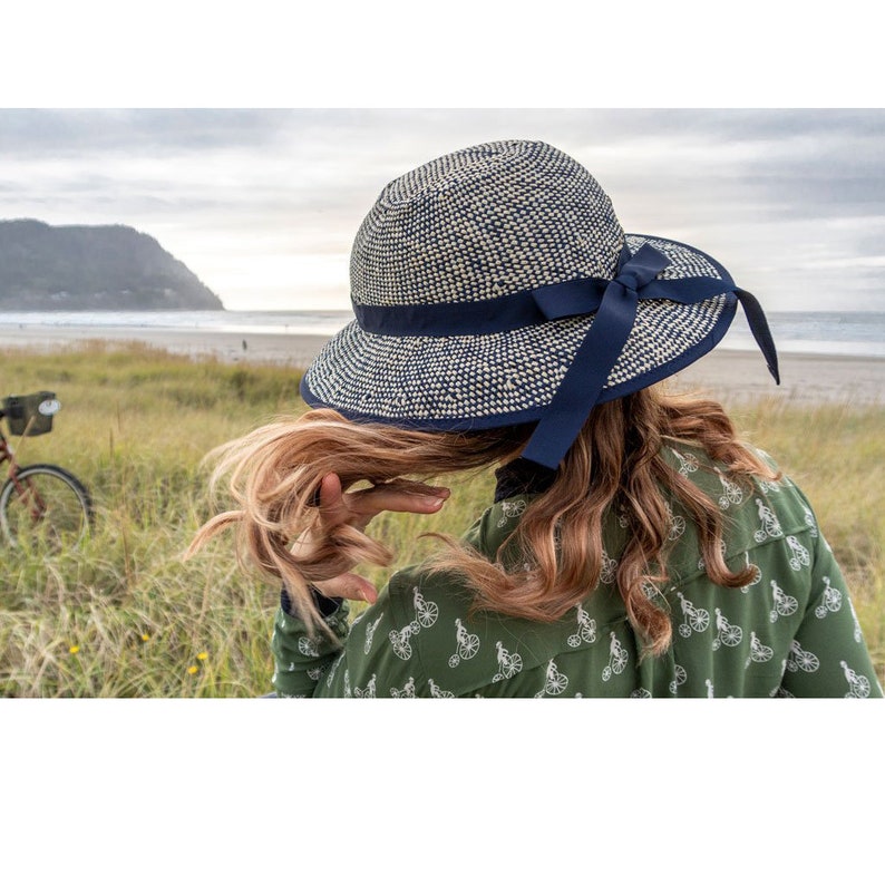 Straw Hat Bike Helmet in Shibori Blue Etsy