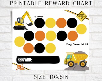 Tabla de recompensas imprimible, tabla de pegatinas, tabla de recompensas de construcción, tabla imprimible, tabla de pegatinas para niños, descarga instantánea, tabla para niños