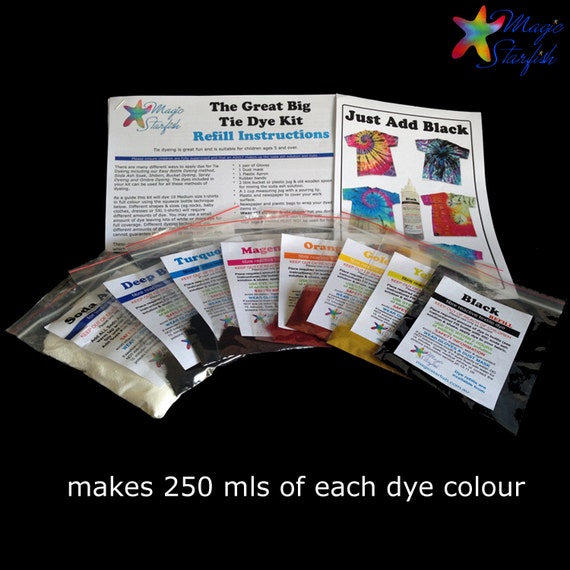 Rainbow Tie Dye Kit, Big 250ml Bottles, Real Fabric Dye, 5 Adult T-shirts  in Bright Colours, Same Day Postage 