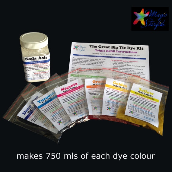REFILL Great Big Tie Dye Kit 6 Dye Colours Real Fabric Dyes Make 10 T-shirts  or up to 30 Kids Items Same Day Postage 