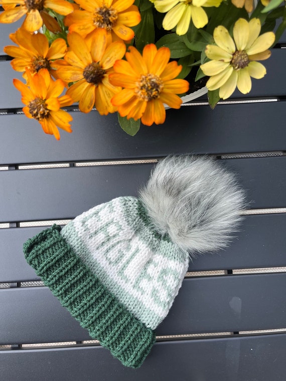 Philadelphia Football Green, Grey and White Beanie, Warm and 