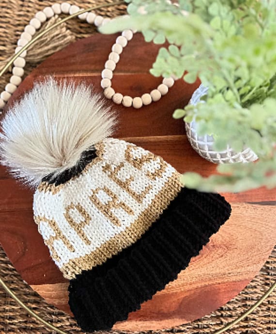 Apres Black, Gold and White Pom Beanie, Warm and Chic for  display picture 1