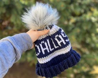 Dallas Navy Blue, Grey and White Knit Beanie Men main image 2