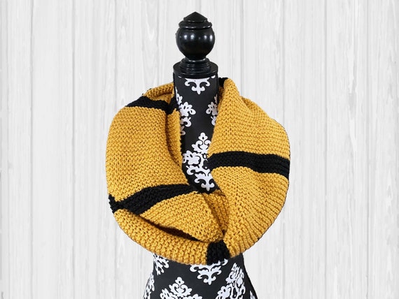 Knit Scarf Black And Yellow Striped Scarf Badger School Of