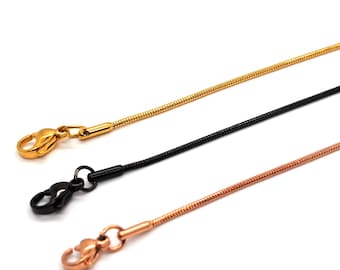 Stainless Steel Snake Chain Necklace with Clasp (2pcs)