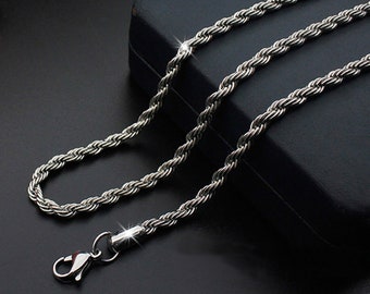 Collar de cadena de acero inoxidable: acero de titanio, 2,5-5 mm (2 piezas)