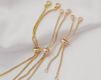 Adjustable silicone beads extender chain, 14KT Gold extra chain for necklace bracelet 2pcx