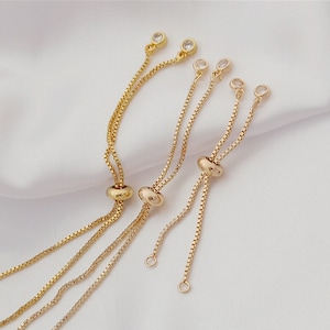 Adjustable silicone beads extender chain, 14KT Gold extra chain for necklace bracelet 2pcx
