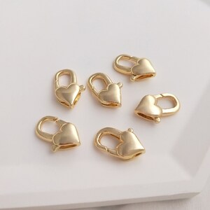 14K Gold plated heart lobster clasp chain end cap charm pendant connector 4pcs