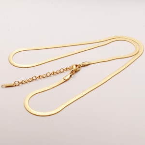 Stainless steel Snake bone chain, titanium steel Flat snake chain necklace with clasp findings 2pcs
