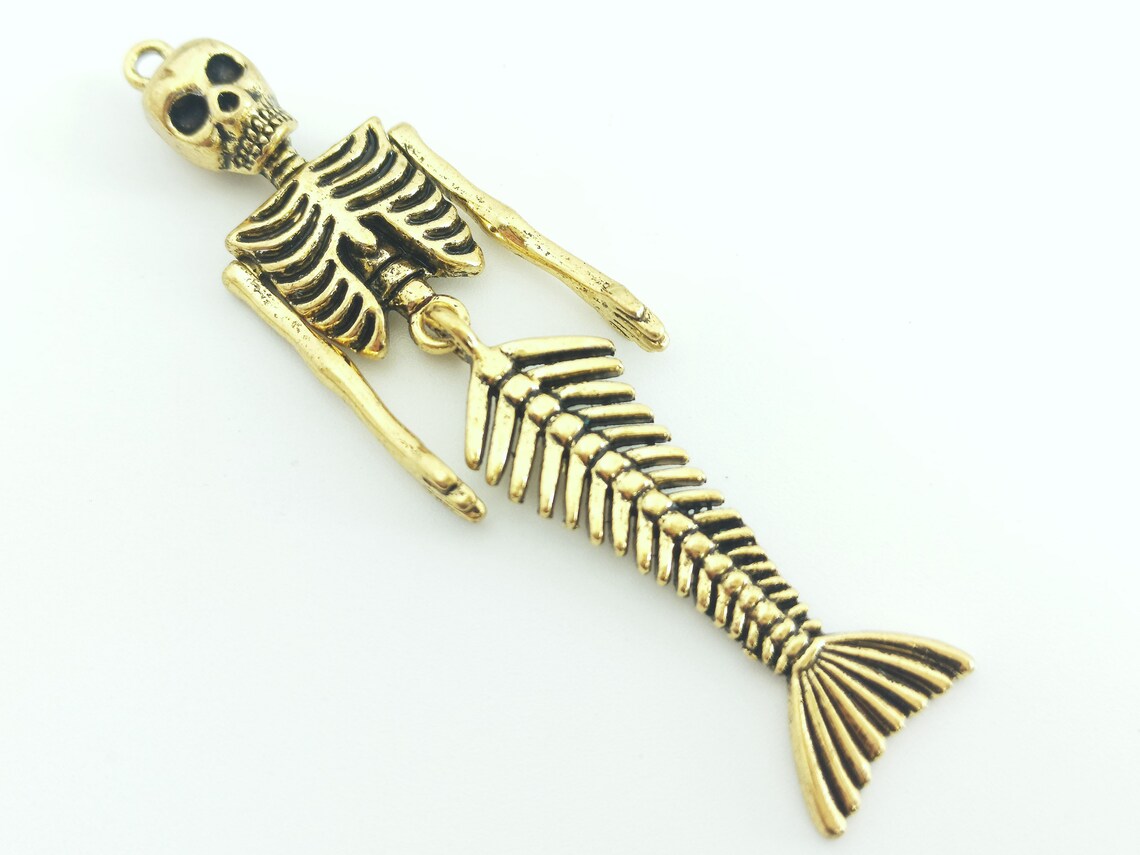 Mermaid skeleton pendant setting 18x76mm Etsy