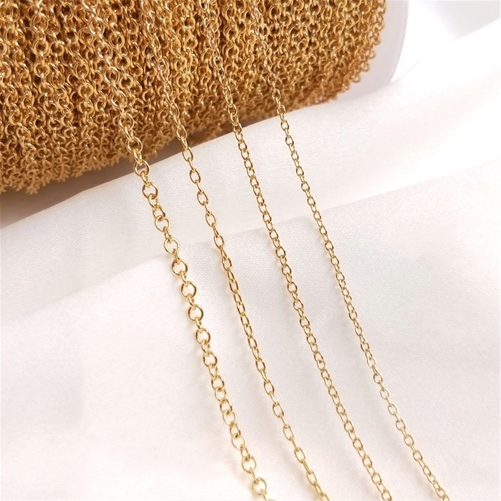 Collar de cadena de cable plano de oro de 14K joyería de Etsy