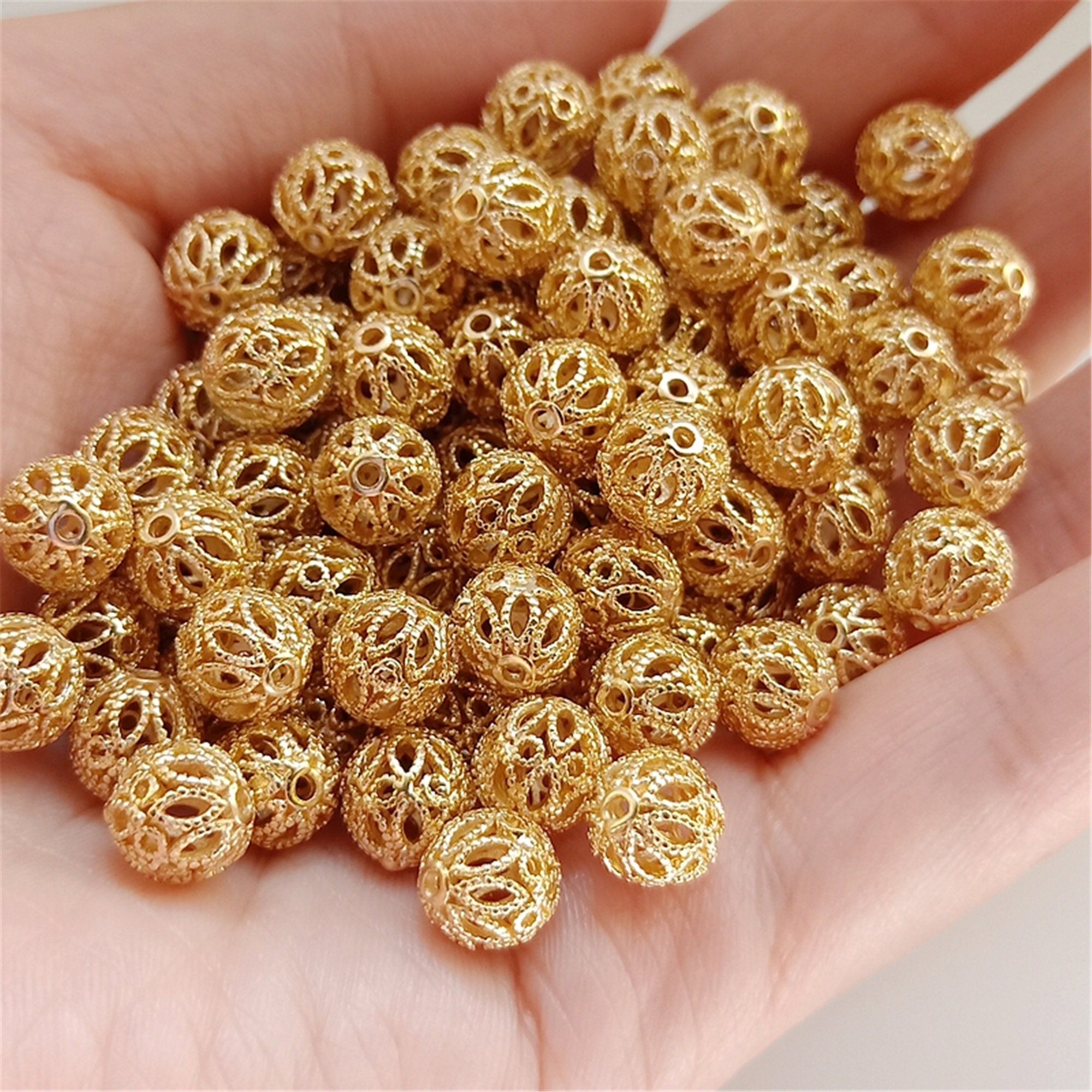 14K Gold plated Spacer Bead Necklace Bracelet beads 6mm/8mm Etsy