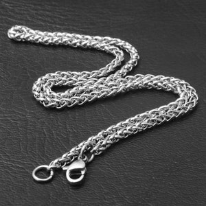 Stainless steel Wheat Chain Titanium steel chain Necklaces 2pcs