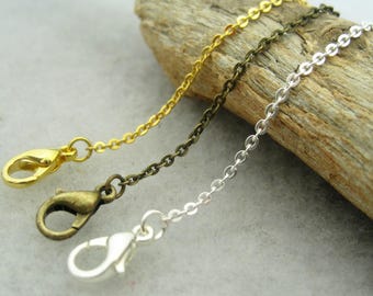 10pcs Brass chains, 1mm chains with clasps,bronze chain , fine chains, silver chain, gold chain, necklaces sets, 16-32 inches chains SC0