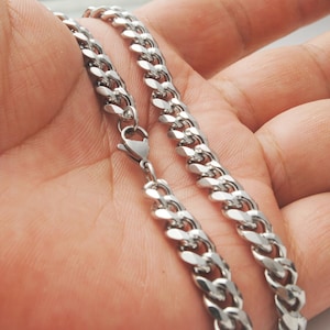 Stainless steel Cuban Chain Titanium steel chain Necklaces findings 2pcs