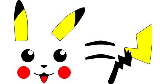 Pikachu viso orecchie strisce posteriore e coda File in