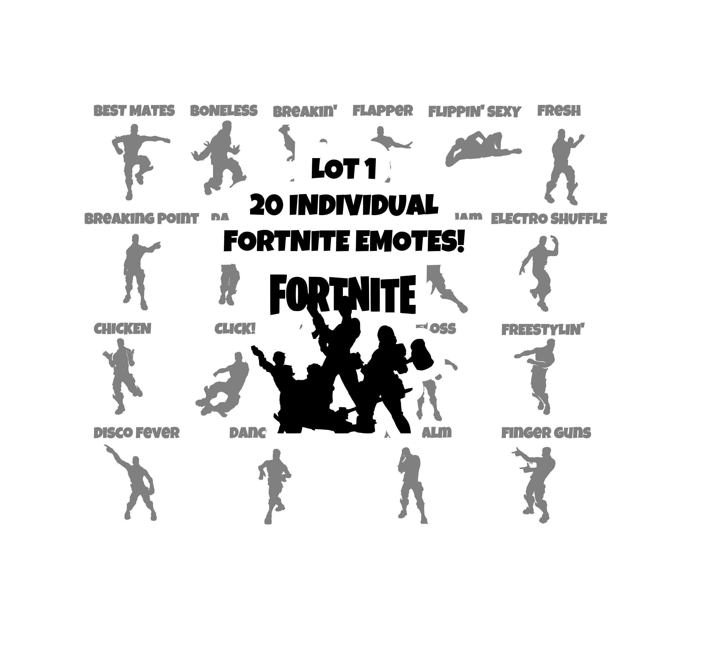 Fortnite Emotes! Lot of 20 Individual Emotes Lot 1 of 3 SVG File