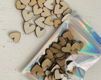 Mini Wooden Heart Cutouts – 3/4 Inch Wood Hearts – Set of 50 – Craft Shapes for DIY, Weddings, Valentine’s Day & Decor