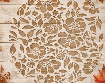 Floral Reusable Mylar Stencil – Elegant Flower Pattern for DIY Wall Art, Furniture & Craft Projects