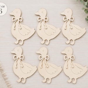 Set of 6 Goose Wood Cutouts with Bows Unfinished Craft Blanks