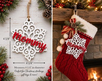 Personalized Acrylic Snowflake Stocking Tag Christmas Ornament