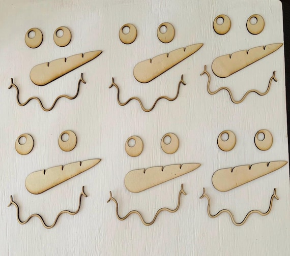 Snowman Face Wood Cutouts – Unfinished Craft Blanks- set of 6