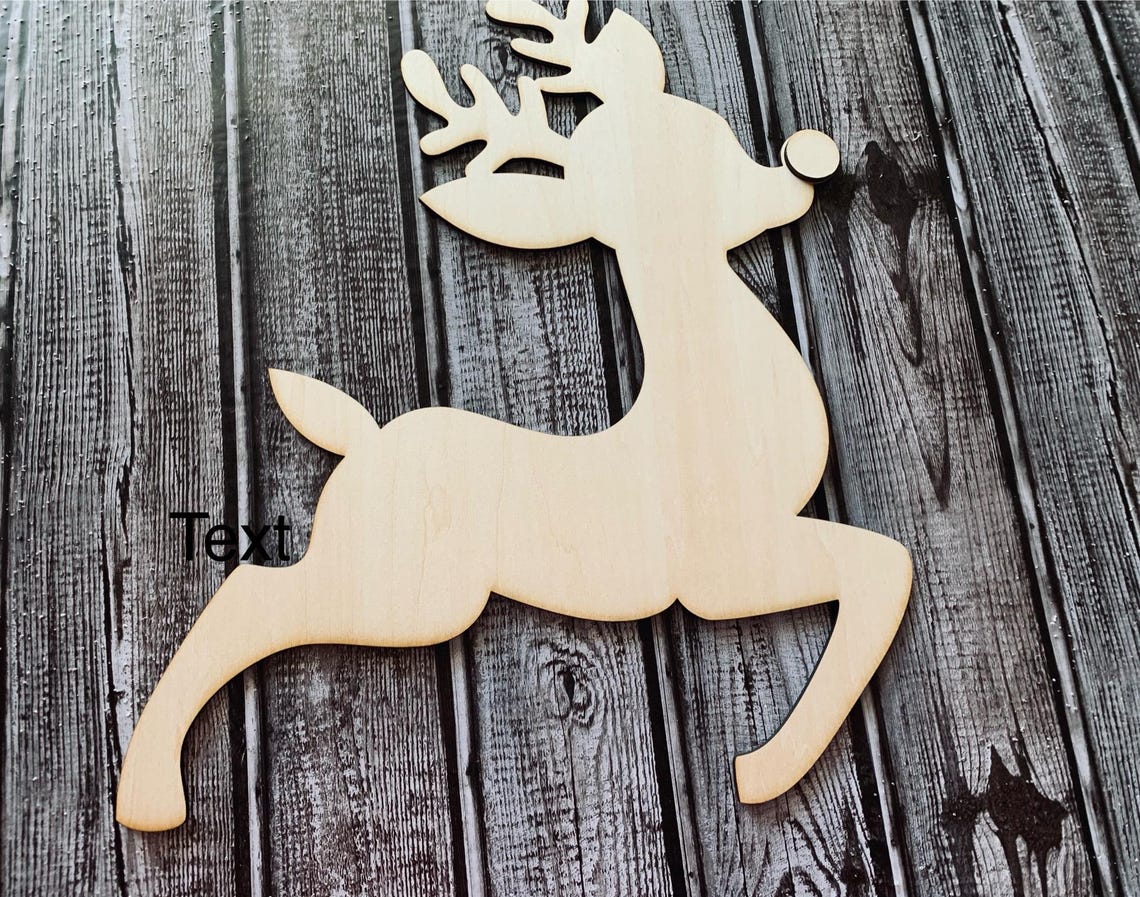 Rudolph Reindeer Wood Cutout: Unfinished DIY Christmas Craft Shape - Etsy