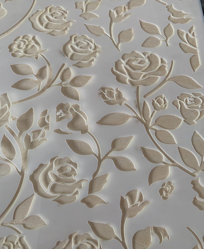 12x12 Rose Stencil, Reusable Floral Painting Stencil for Walls, Furniture, Wood Signs image 2