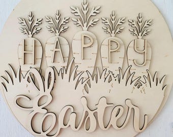 DIY Easter Carrot Door Hanger – Laser Cut Wood Sign, 12" Craft Blank