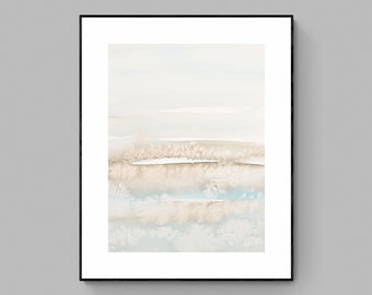 抽象水彩画：ブルーベージュニュートラルアート（デジタルダウンロード）